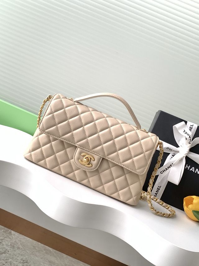 CC original lambskin medium top handle flap bag AS5356 beige