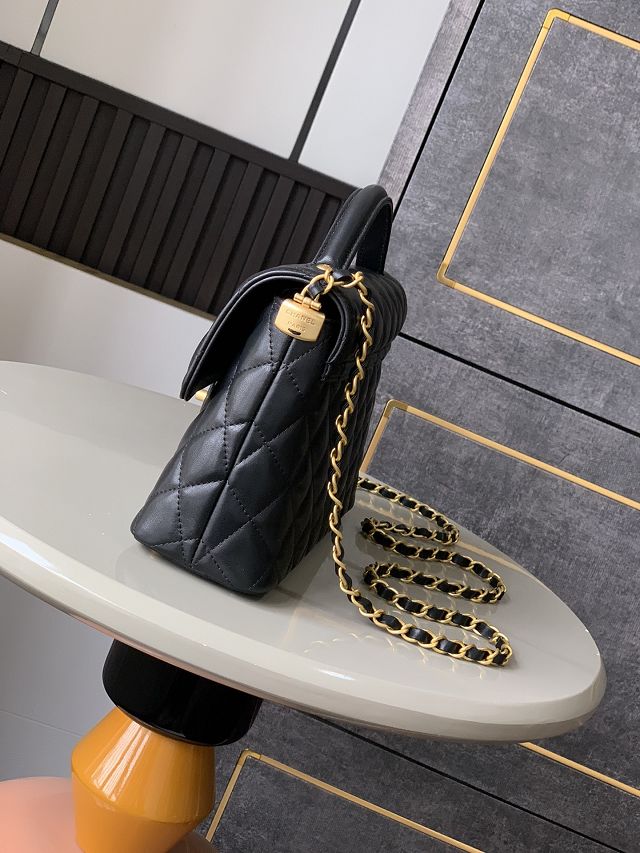 CC original lambskin medium top handle flap bag AS5356 black