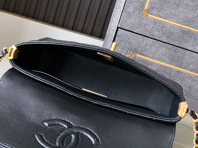 CC original lambskin medium top handle flap bag AS5356 black