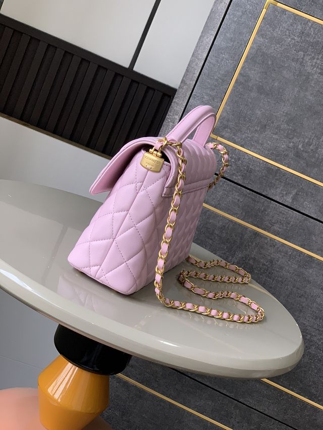 CC original lambskin medium top handle flap bag AS5356 pink