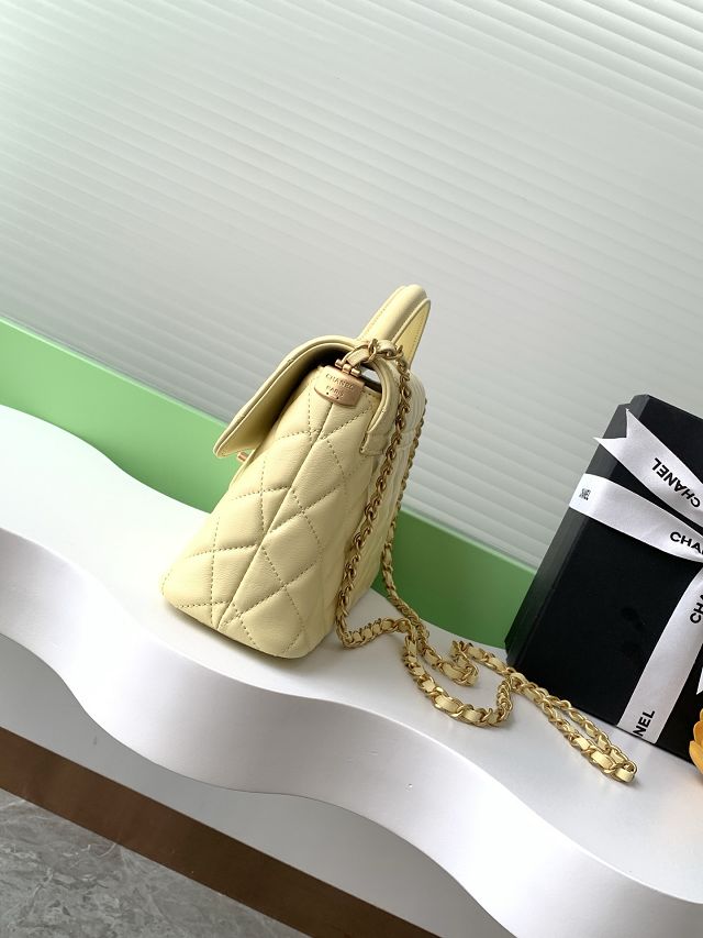 CC original lambskin medium top handle flap bag AS5356 yellow
