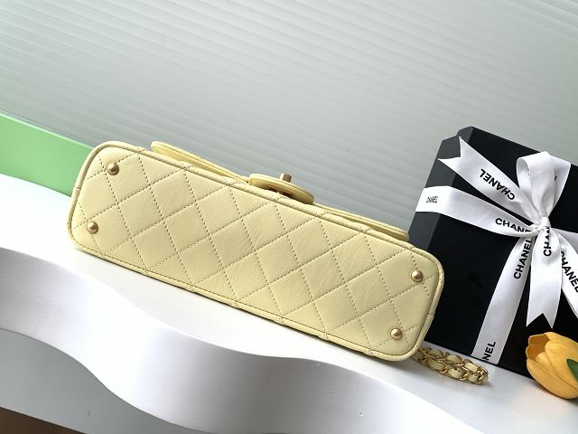 CC original lambskin medium top handle flap bag AS5356 yellow