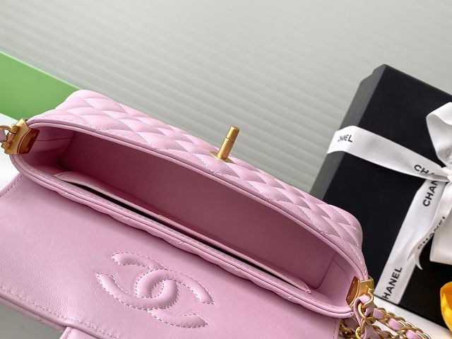CC original lambskin mini top handle flap bag AS5354 pink