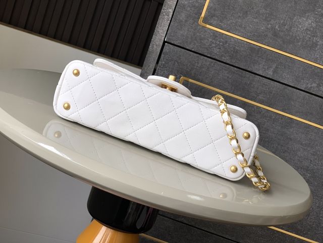 CC original lambskin mini top handle flap bag AS5354 white