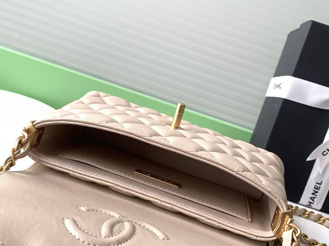 CC original lambskin small top handle flap bag AS5355 beige