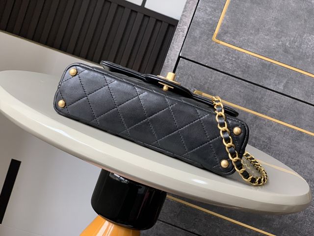 CC original lambskin small top handle flap bag AS5355 black