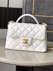 CC original lambskin small top handle flap bag AS5355 white