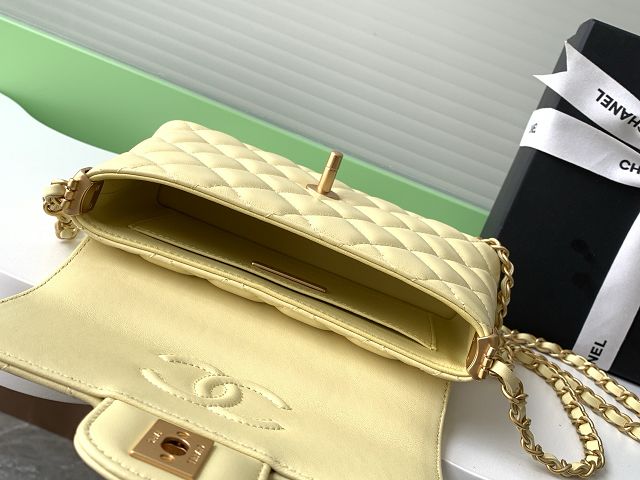 CC original lambskin small top handle flap bag AS5355 yellow