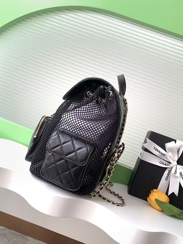 CC original mesh&lambskin large backpack AS5492 black