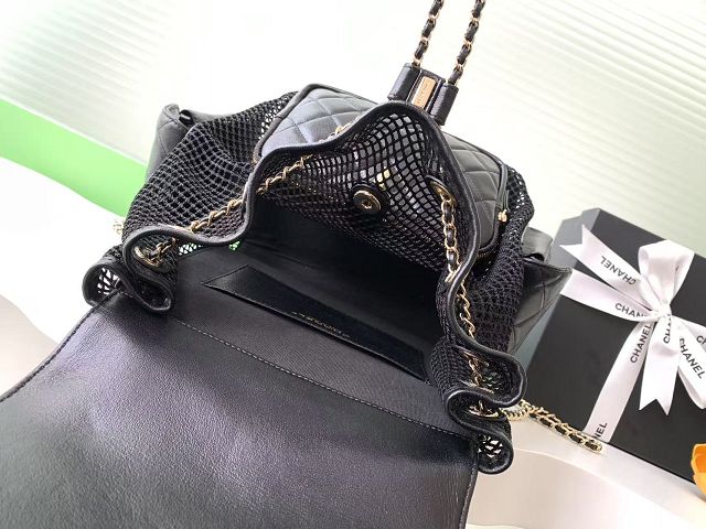 CC original mesh&lambskin large backpack AS5492 black