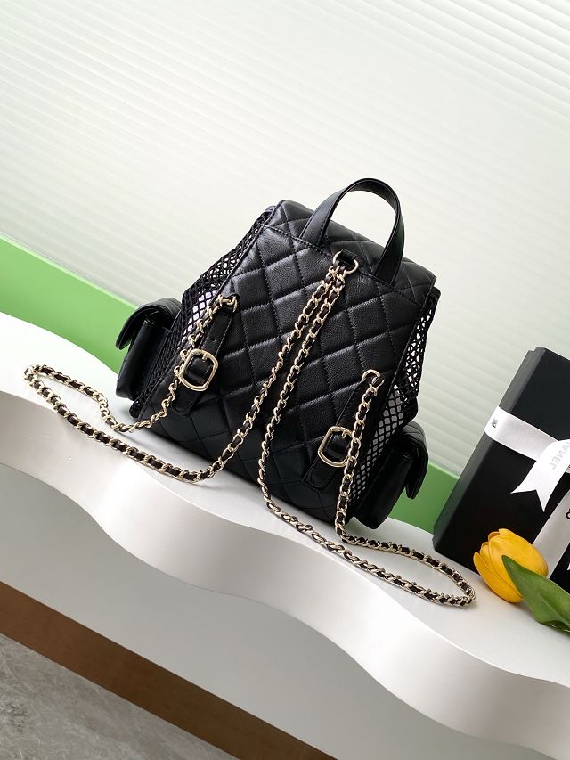 CC original mesh&lambskin medium backpack AS5484 black