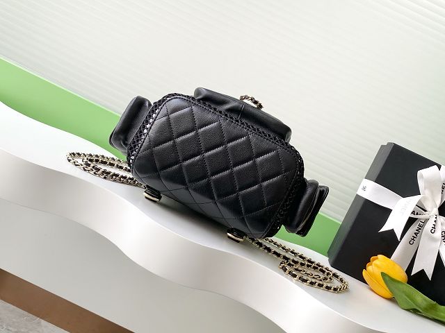 CC original mesh&lambskin medium backpack AS5484 black