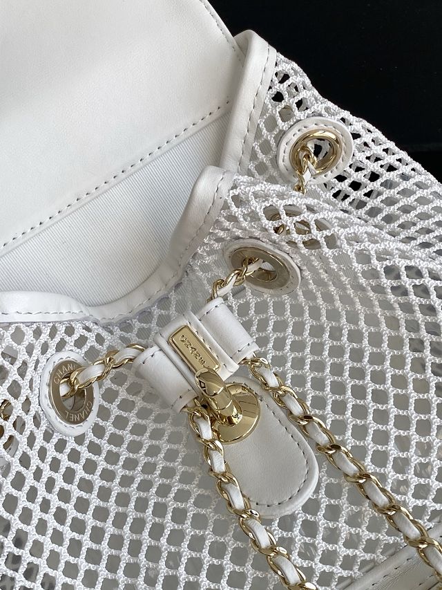 CC original mesh&lambskin medium backpack AS5484 white