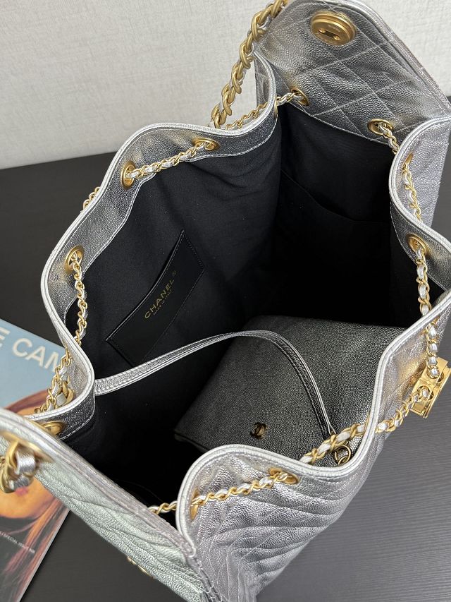 CC original grained calfskin 25 medium handbag AS5311 silver