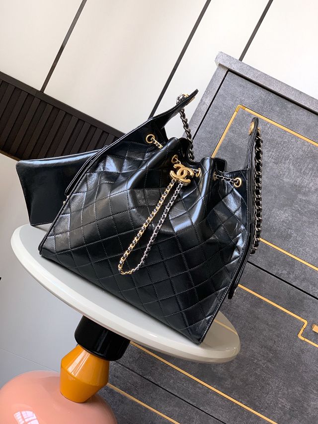 CC original shiny calfskin 25 medium handbag AS5311 black