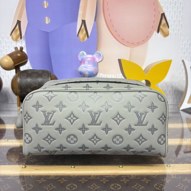 Louis vuitton original calfskin dopp kit toilet pouch M44494 grey