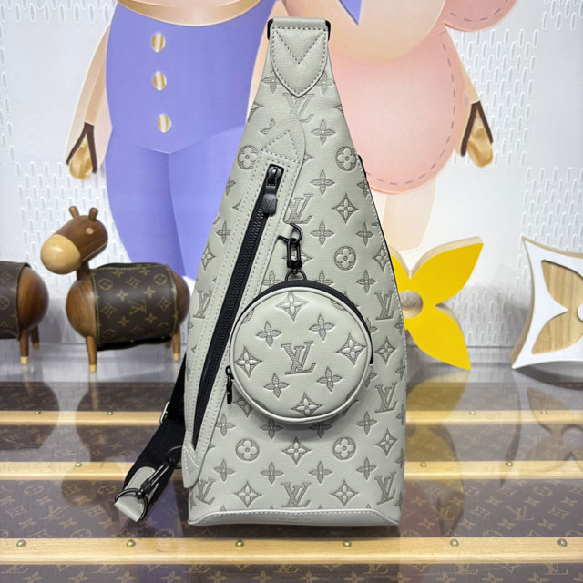 Louis vuitton original calfskin duo slingbag M14916 grey