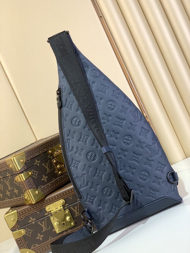 Louis vuitton original calfskin duo slingbag M24467 dark blue