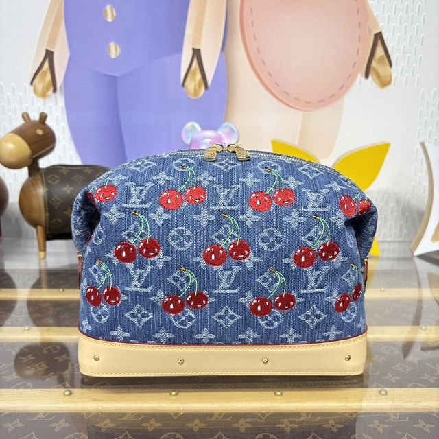 Louis vuitton original denim cosmetic pouch GM M13893 blue
