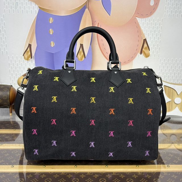 Louis vuitton original denim speedy 40 M14136 black