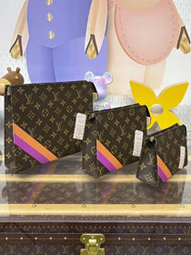 Louis vuitton original monogram canvas trio toilet pouch P01952