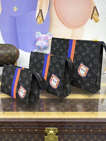 Louis vuitton original monogram eclipse trio toilet pouch P01957