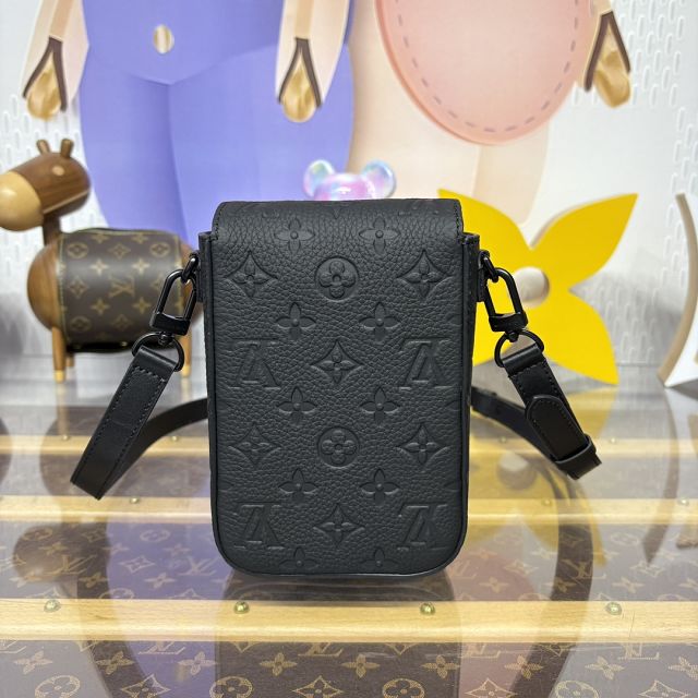 Louis vuitton original calfskin s-lock vertical wearable wallet M81524 black