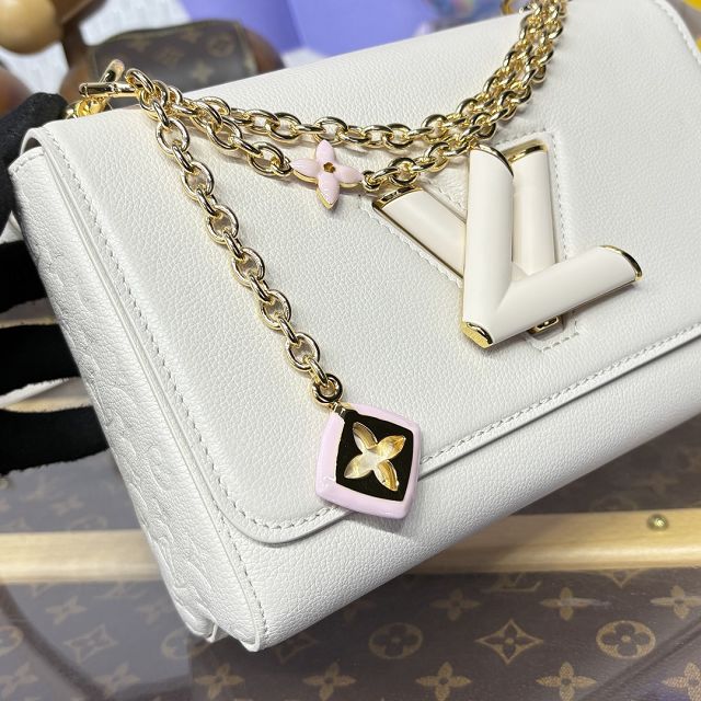 Louis vuitton original calfskin twist MM slim M14341 white