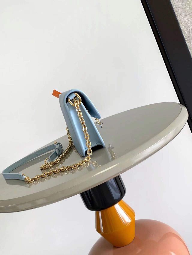 Louis vuitton original calfskin wallet on chain bloom M14547 blue