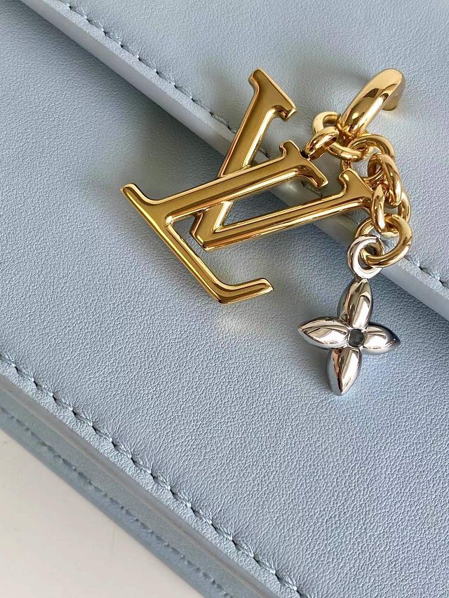 Louis vuitton original calfskin wallet on chain bloom M14547 blue