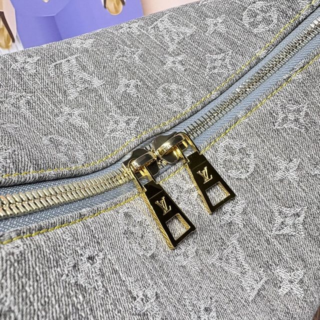 Louis vuitton original denim coussin hobo MM M13390 grey