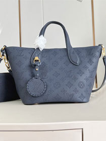 Louis vuitton original mahina calfskin blossom pm tote M14317 navy blue