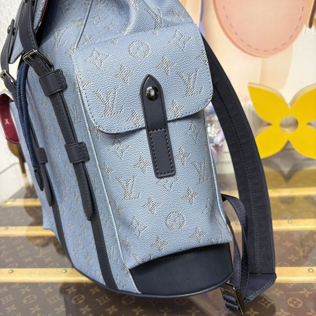 Louis vuitton original monogram canvas christopher backpack mm M14676 blue
