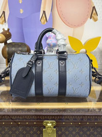 Louis vuitton original monogram canvas keepall 25 M14681 blue