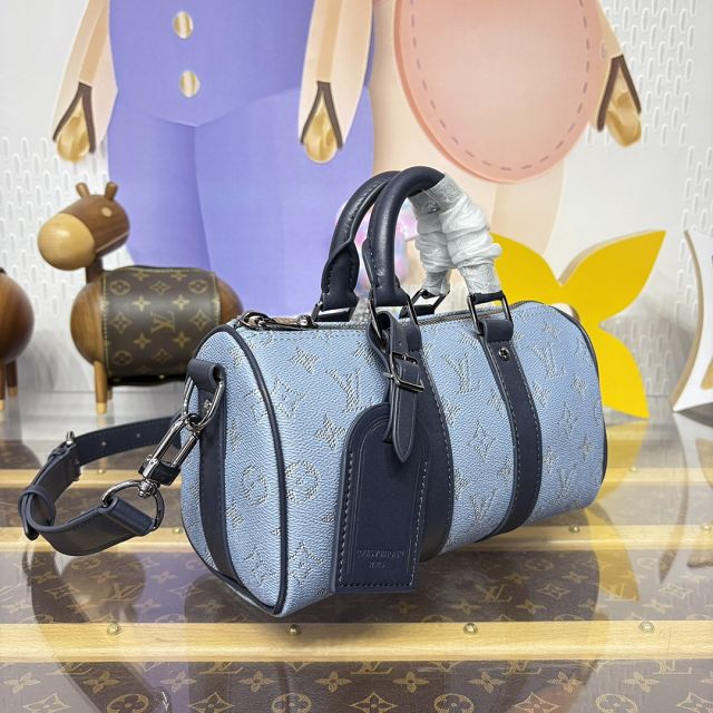 Louis vuitton original monogram canvas keepall 25 M14681 blue