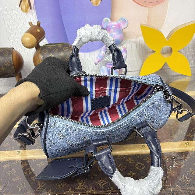 Louis vuitton original monogram canvas keepall 25 M14681 blue