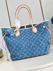 Louis vuitton original denim neverfull mm M13192 blue