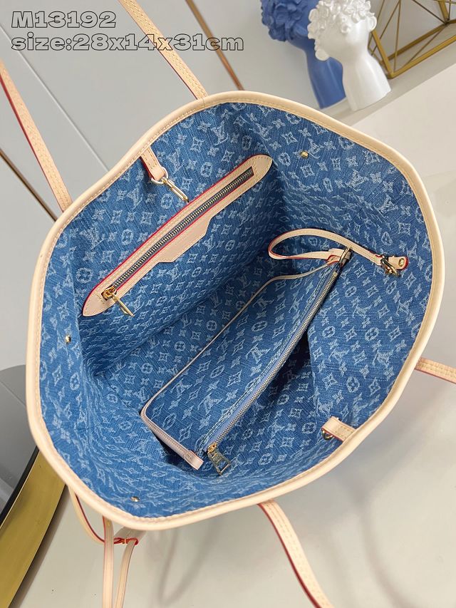 Louis vuitton original denim neverfull mm M13192 blue