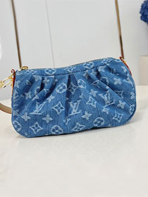 Louis vuitton original denim pochette valley handbag M13571 blue