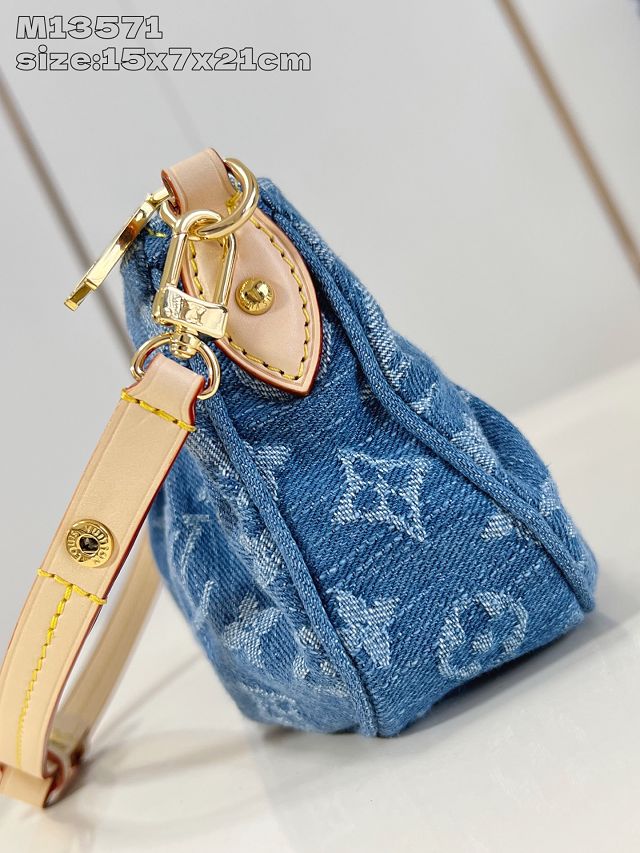Louis vuitton original denim pochette valley handbag M13571 blue