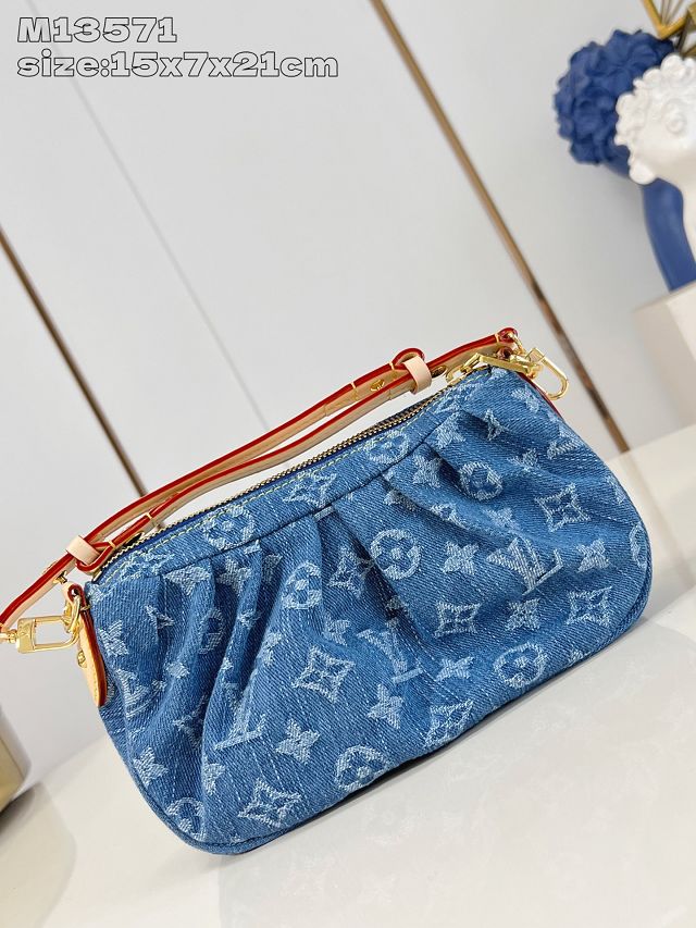 Louis vuitton original denim pochette valley handbag M13571 blue