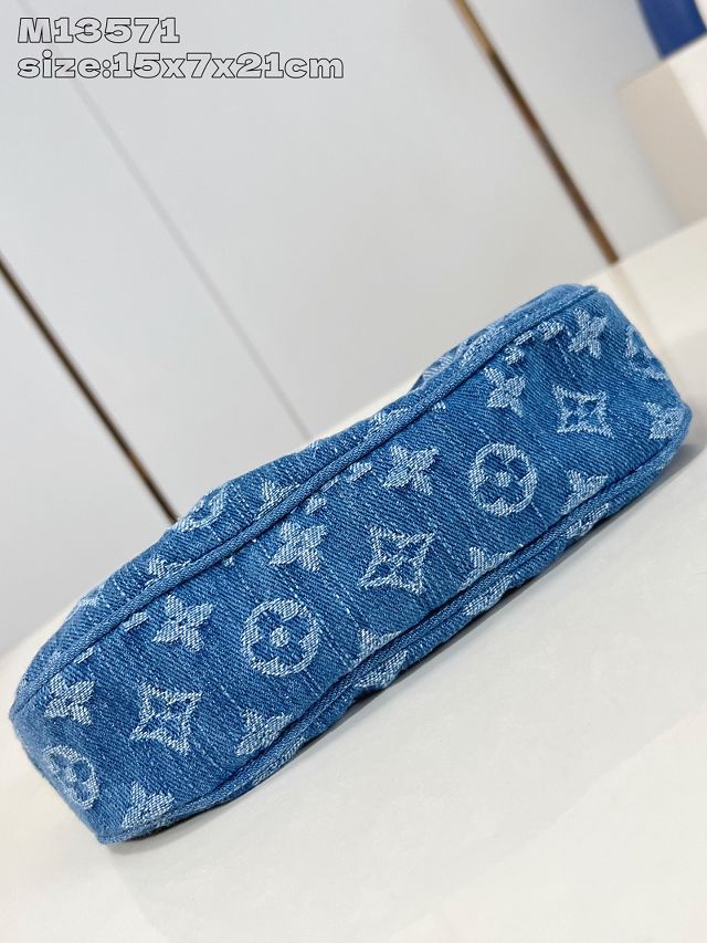 Louis vuitton original denim pochette valley handbag M13571 blue