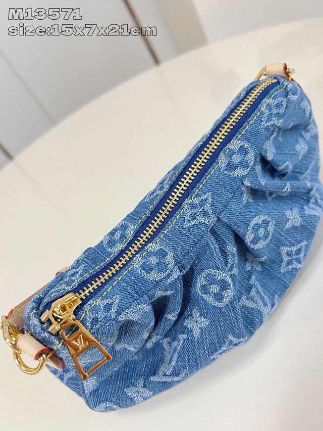 Louis vuitton original denim pochette valley handbag M13571 blue