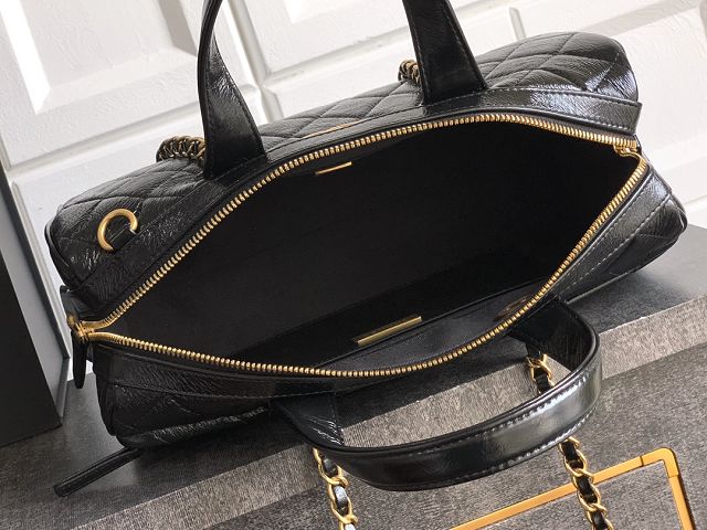 CC original crumpled calfskin large bowling bag AS5579 black