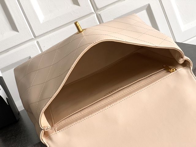 CC original calfskin large top handle flap bag AS5447 beige