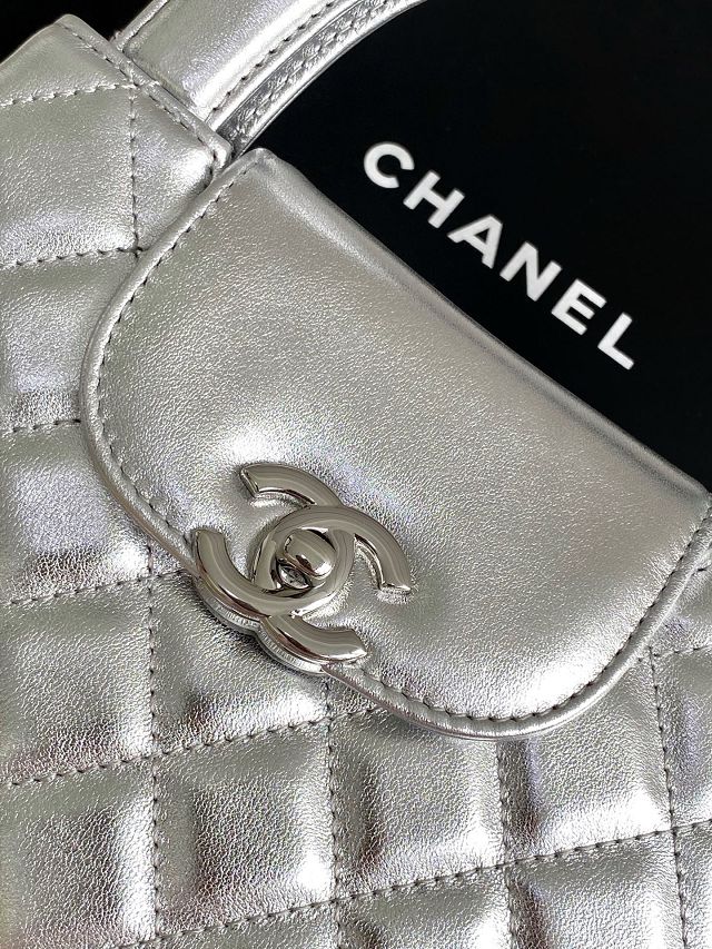 CC original calfskin mini shopping bag AS4416 silver