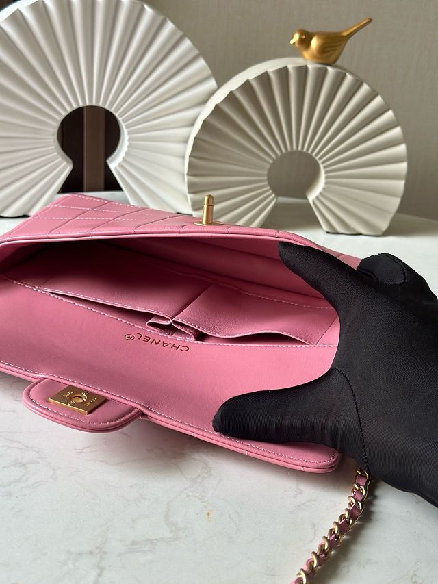 CC original lambskin clutch with chain AP3314 pink