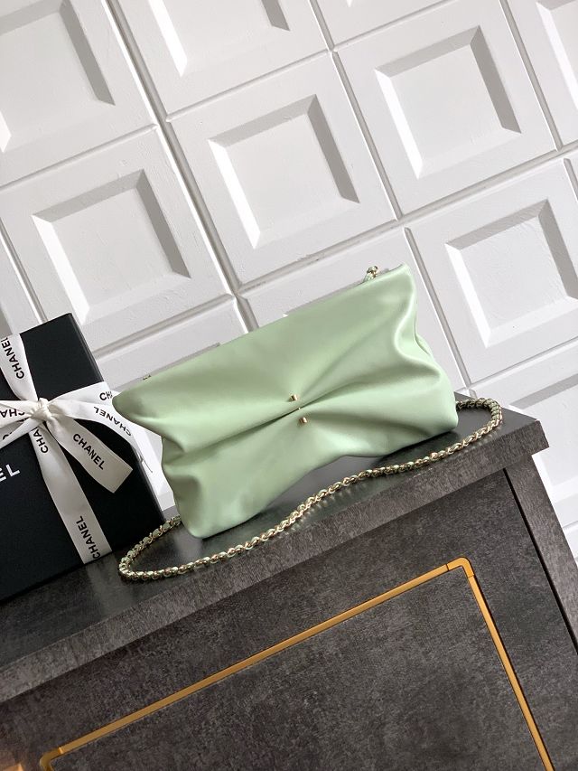 CC original lambskin clutch with chain AP4613 light green
