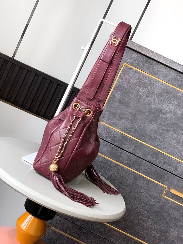 CC original lambskin drawstring bag AS5499 bordeaux