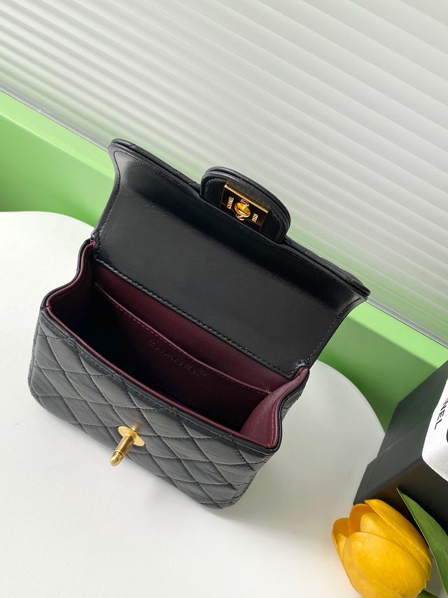 CC original lambskin mini top handle bag AS3869 black